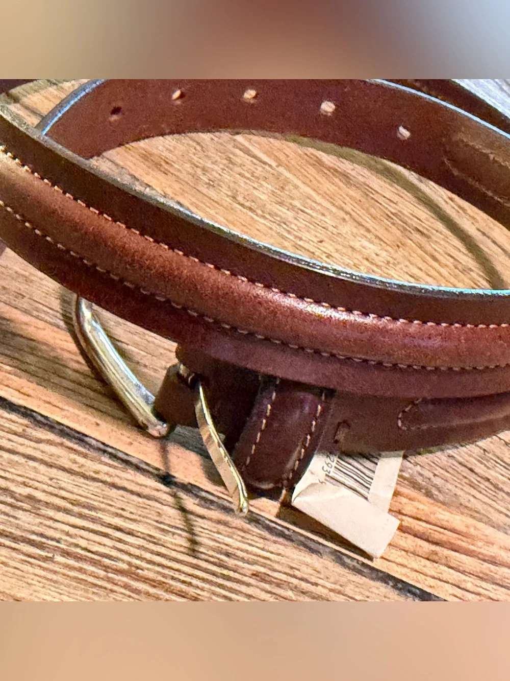 Eddie Bauer Brown Genuine Leather Belt Size L Casual 34-36 Silver Buckle Mens